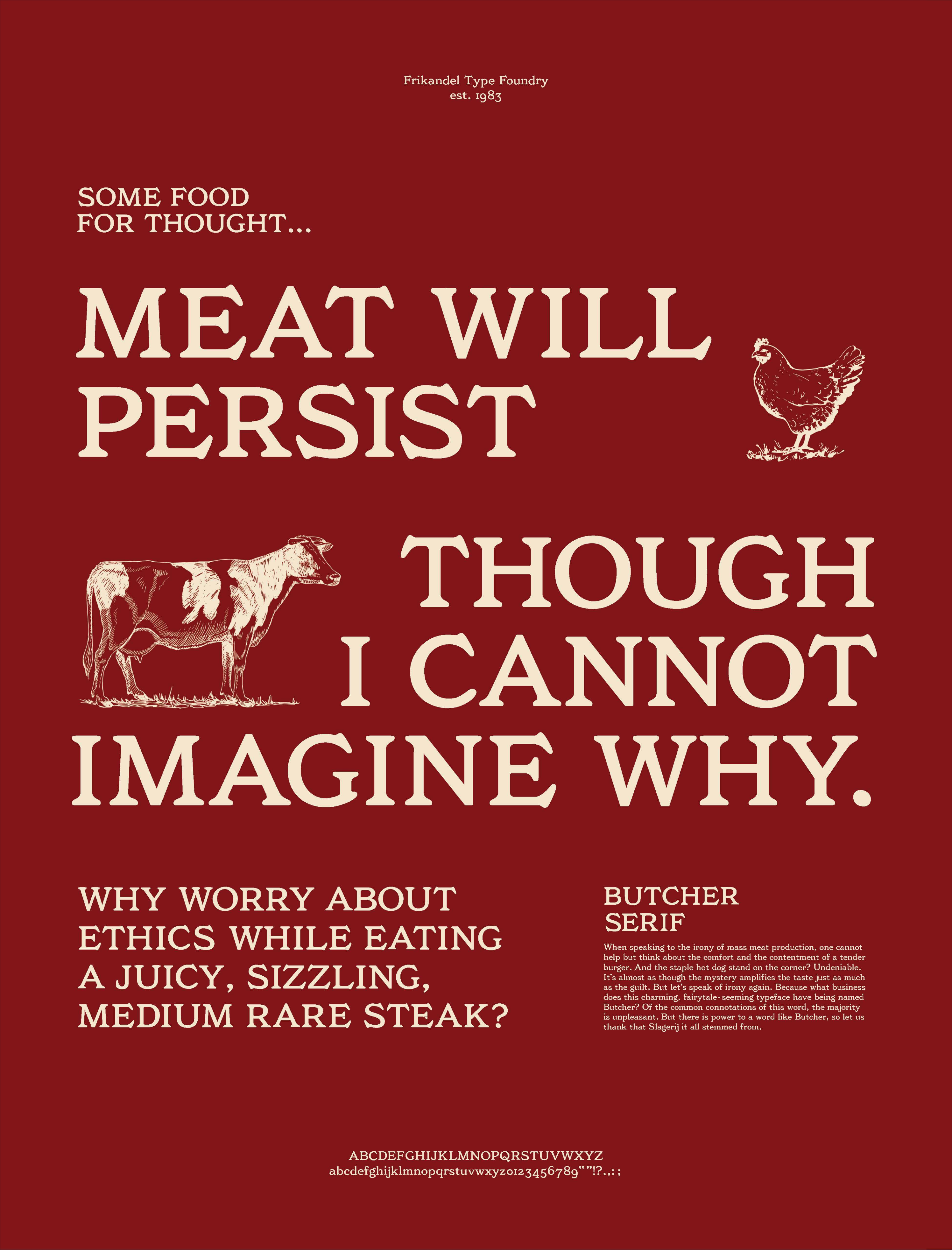 Butcher Serif — Meat Will Persist poster